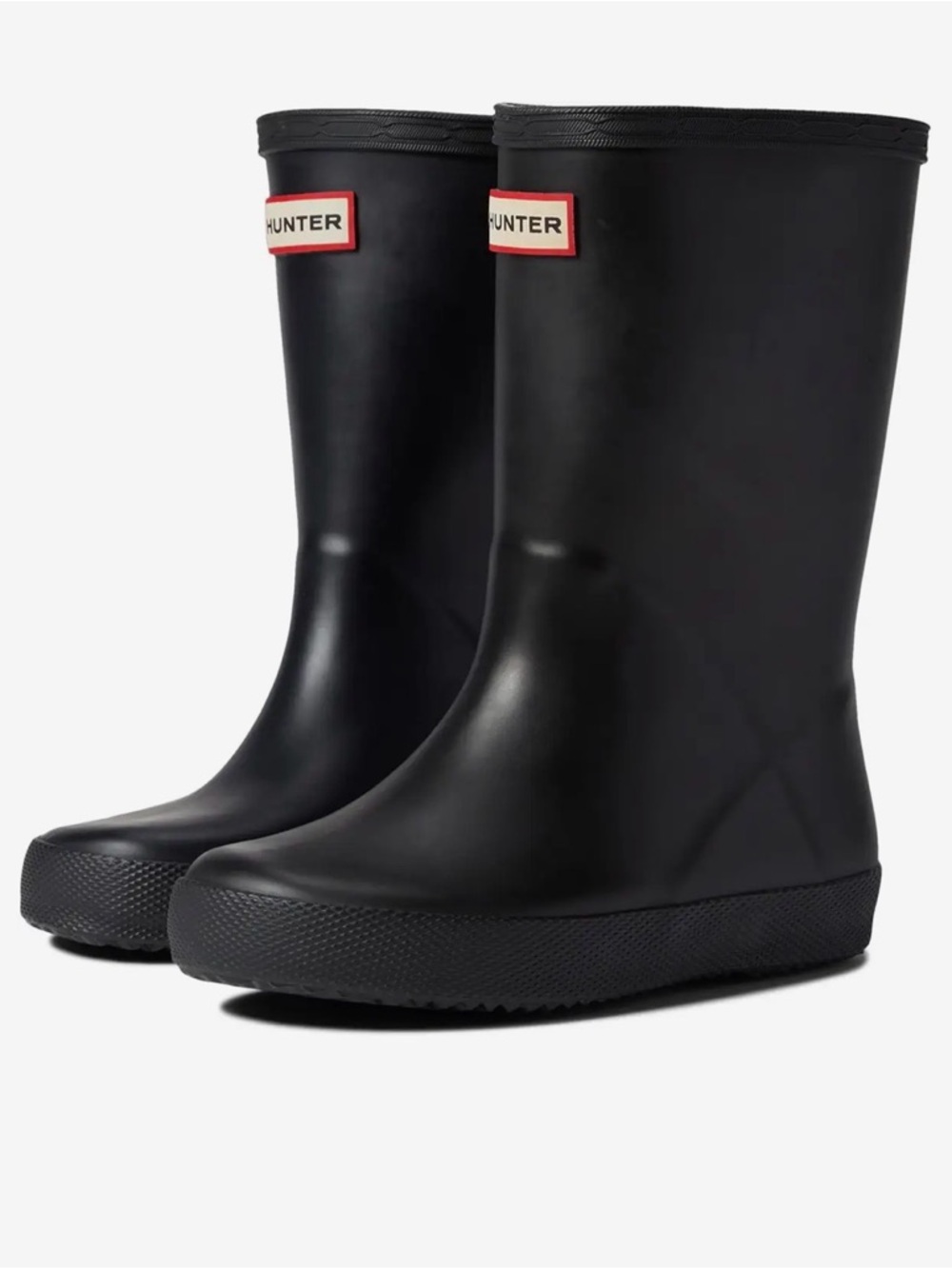Hunter Kids Black Rain Boots with Red Trim Logo